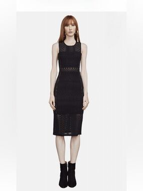 Bcbgmaxazria Black Sita Lace Sheath Cocktail Dress